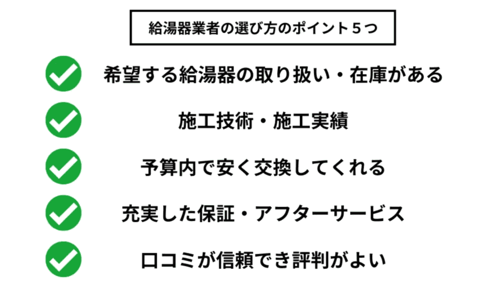 給湯器交換業者の選び方のポイント