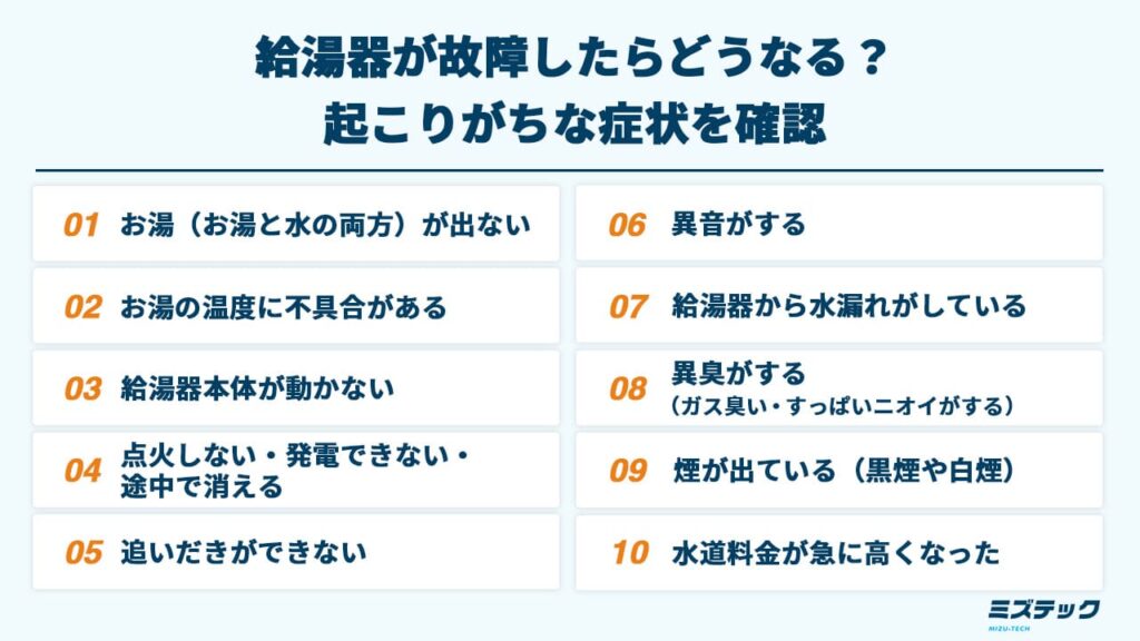 給湯器が故障したらどうなる？起こりがちな症状を確認