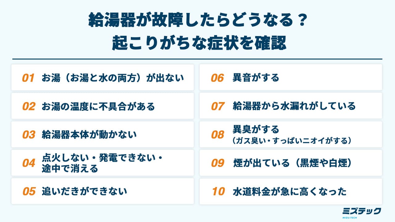 給湯器が故障する原因と対処方法を症状別に解説！修理・交換の費用相場も紹介 | 株式会社ミズテック