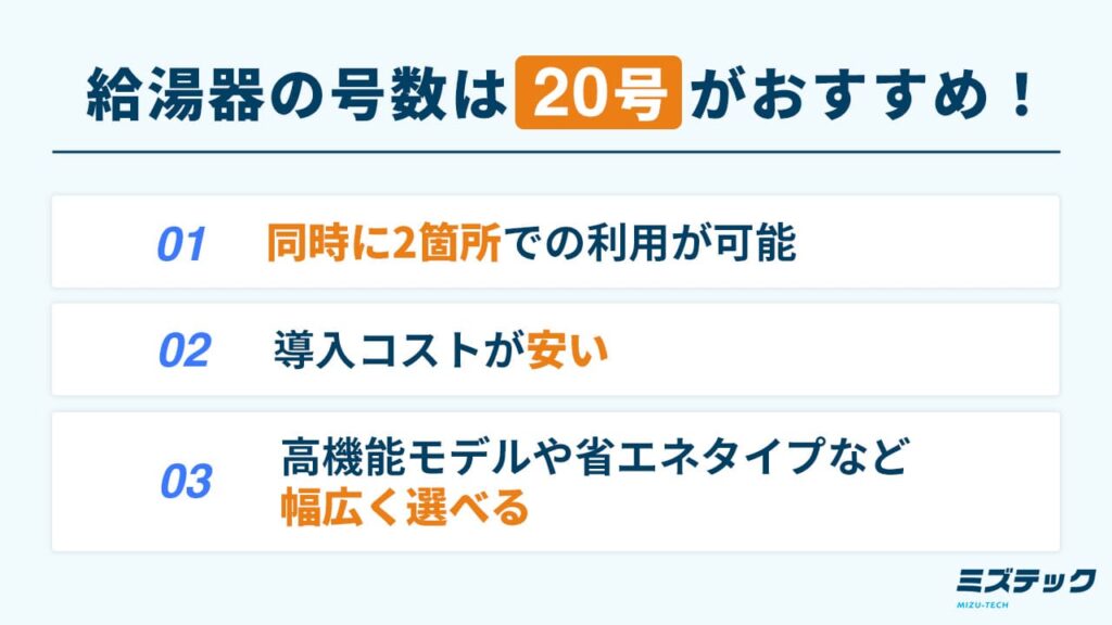 給湯器の号数は20号がおすすめな理由