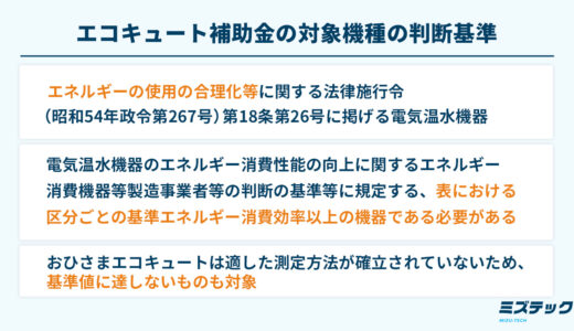 エコキュート補助金の対象機種の判断基準